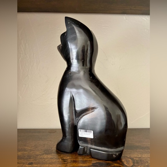🐈⬛ HUGE Hand-Carved Onyx Cat Sculpture | 9” Tall | Natural Stone Decor - Picture 7 of 7